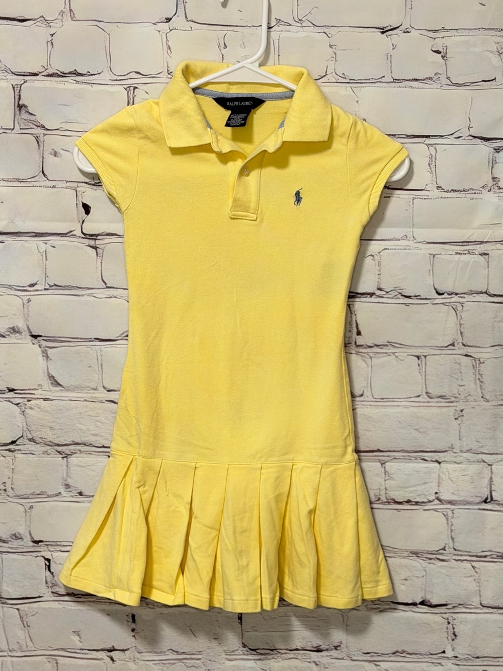 RALPH LAUREN GURL YELLOW PLEATED POLO DRESS SIZE 7 Coquette Tennis Preppy
